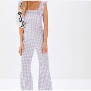 Urban Outfitters Purple and White Gingham Jumpsuit